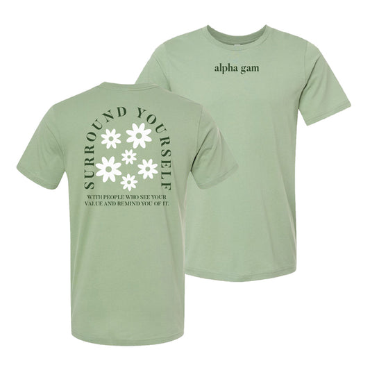 Alpha Gam See Your Value Sage Green Tee