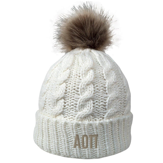 AOII Fur Pom Beanie | Alpha Omicron Pi | Headwear > Beanies