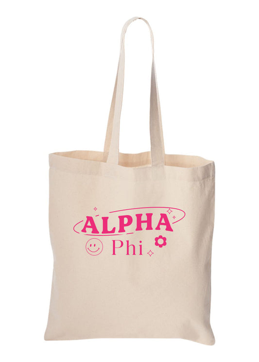 Alpha Phi Pink Y2K Tote Bag
