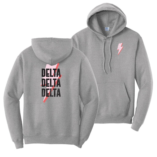 New! Tri Delta Lightning Bolt Hoodie | Delta Delta Delta | Sweatshirts > Hooded sweatshirts