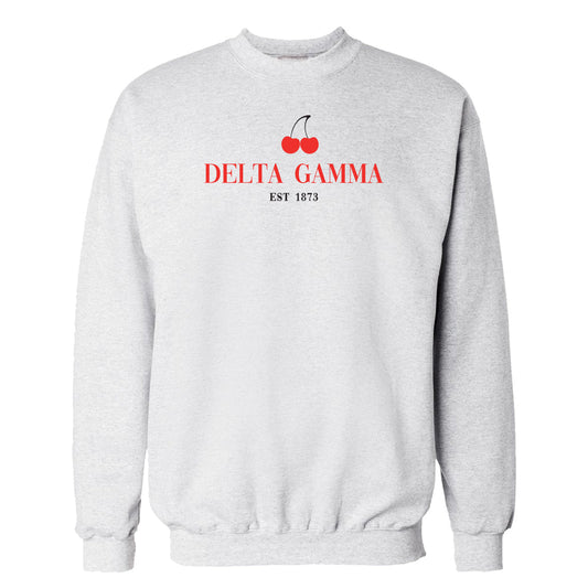 Delta Gamma Heather Grey Cherry Crewneck Sweatshirt