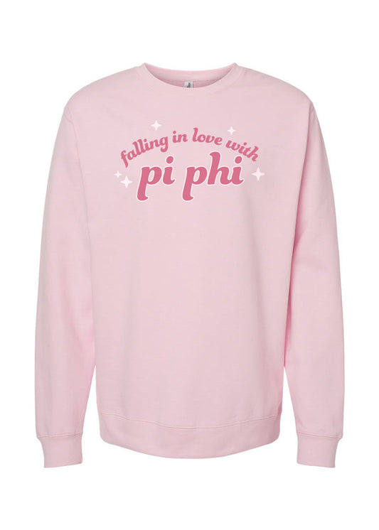 Pi Phi Pink Falling in Love Midweight Crew