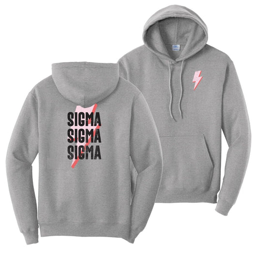 New! Tri Sigma Lightning Bolt Hoodie | Sigma Sigma Sigma | Sweatshirts > Hooded sweatshirts