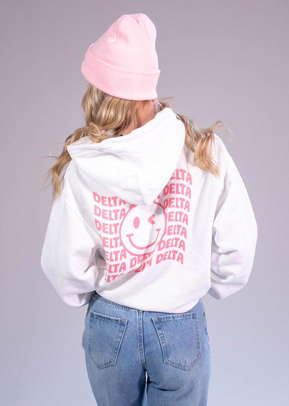 Alpha Chi White Smiley Hoodie