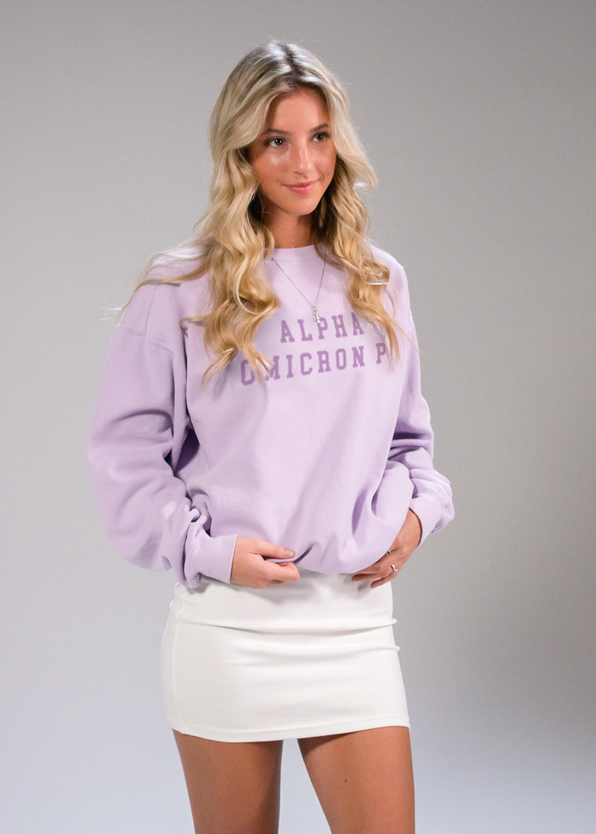 Alpha Phi Purple Comfort Colors Crewneck | Alpha Phi | Sweatshirts > Crewneck sweatshirts