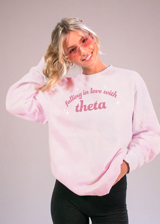 Chi O Pink Falling in Love Midweight Crew