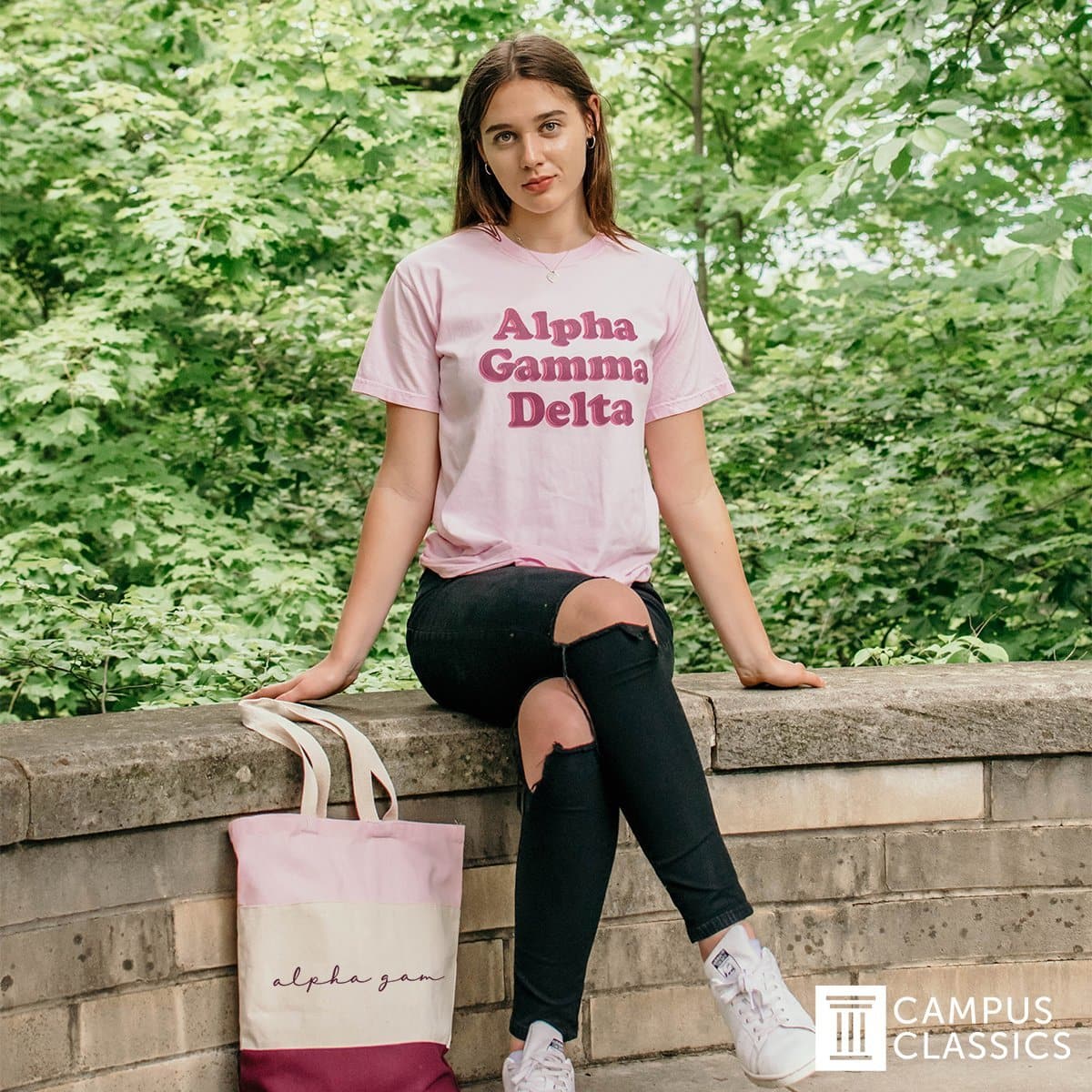 Kappa Delta Pink Striped Tote | Kappa Delta | Bags > Tote bags