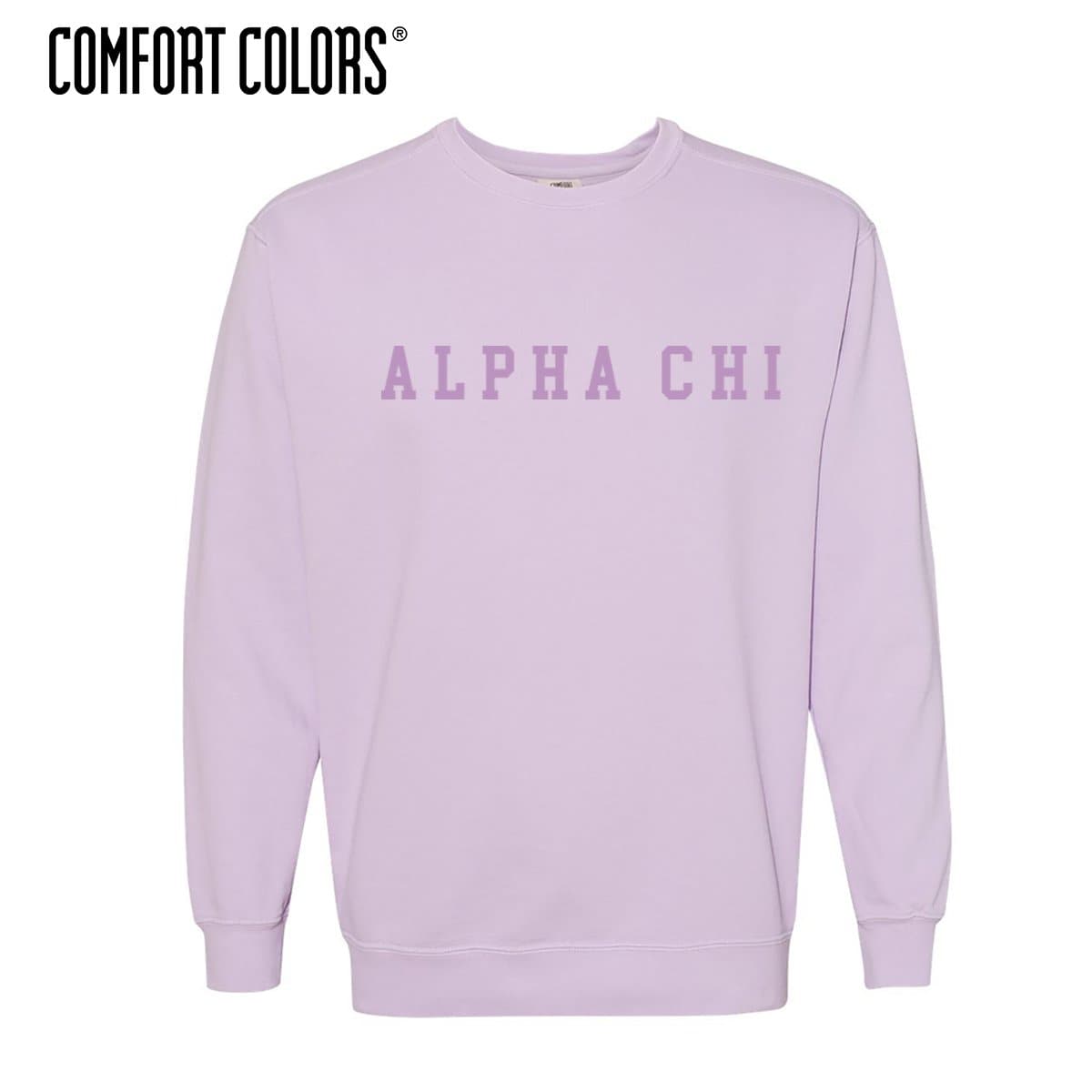 Alpha Chi Purple Comfort Colors Crewneck | Alpha Chi Omega | Sweatshirts > Crewneck sweatshirts