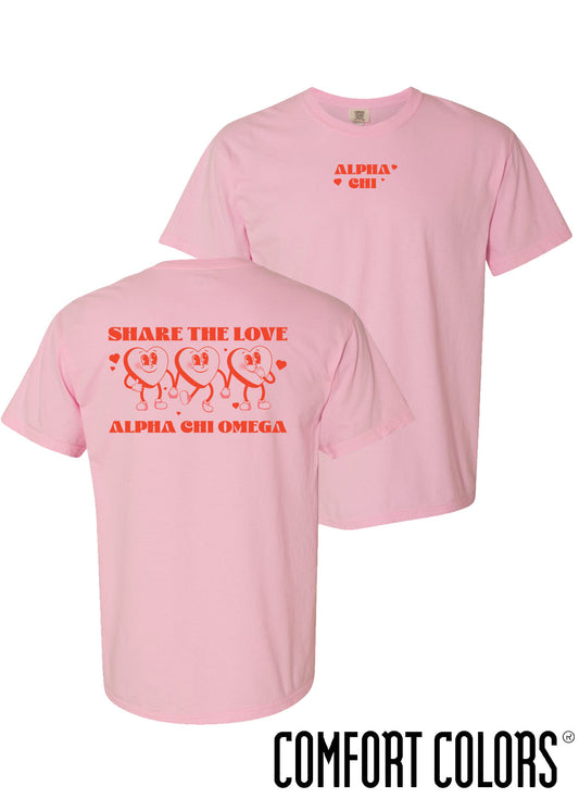 Alpha Chi Comfort Colors Share The Love Short Sleeve Tee
