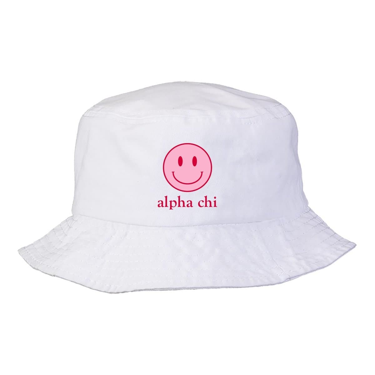 Alpha Chi Smiley Bucket Hat | Alpha Chi Omega | Headwear > Bucket hats