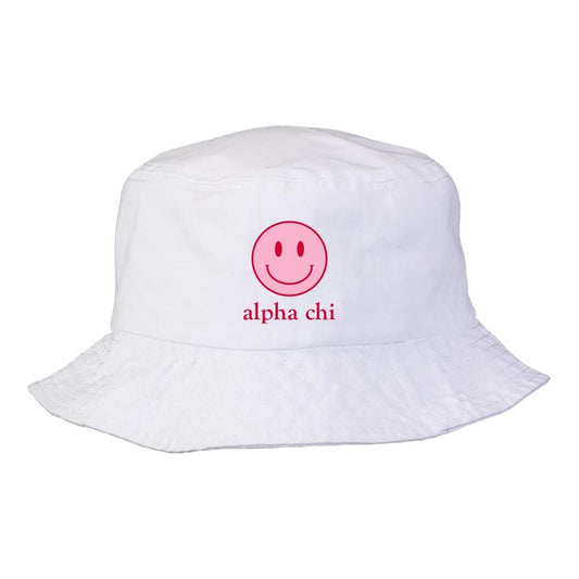 Alpha Chi Smiley Bucket Hat | Alpha Chi Omega | Headwear > Bucket hats