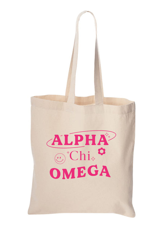 Alpha Chi Pink Y2K Tote Bag
