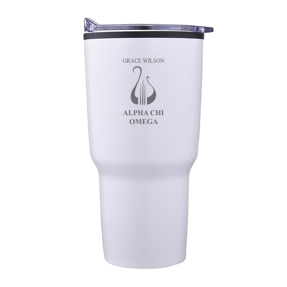 Alpha Chi Personalized 30oz White Tumbler | Alpha Chi Omega | Drinkware > Travel mugs