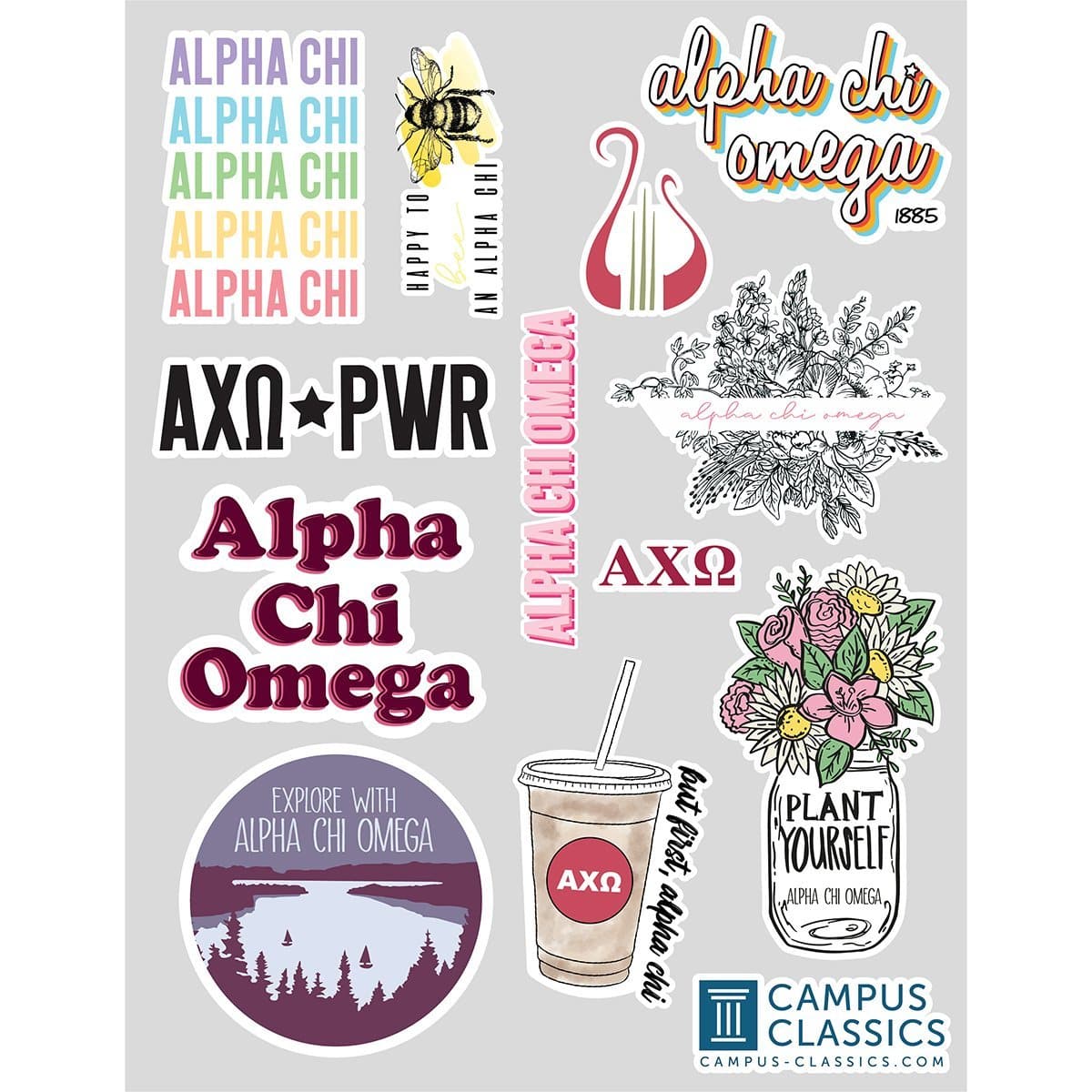Alpha Chi Sticker Sheet | Alpha Chi Omega | Promotional > Stickers