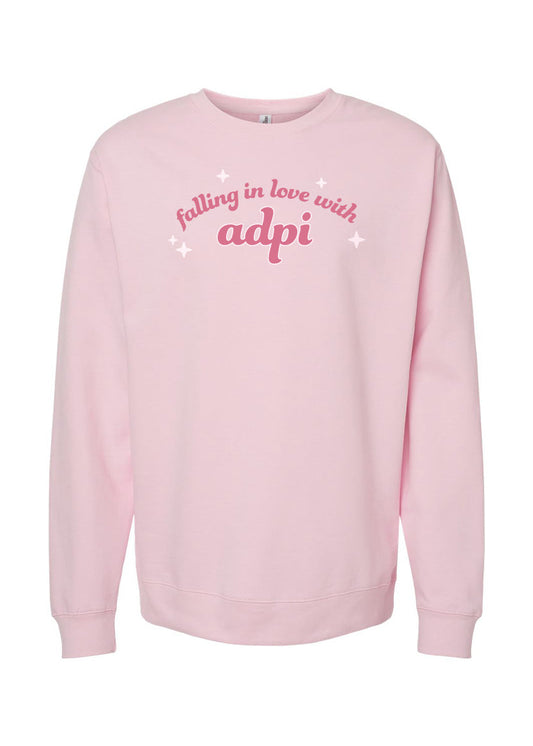 ADPi Pink Falling in Love Midweight Crew