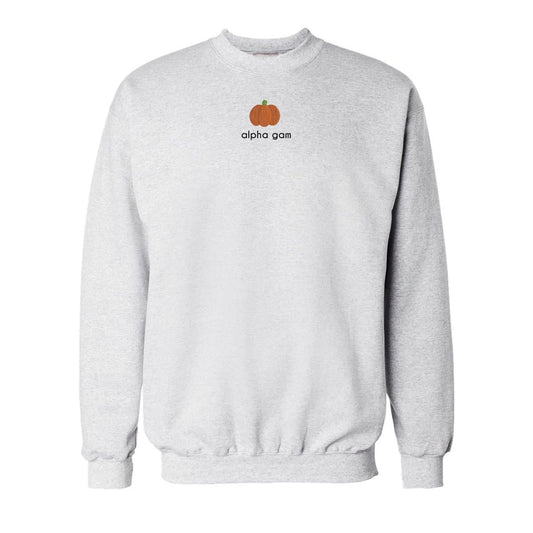 Alpha Gam Hello Pumpkin Embroidered Crew | Alpha Gamma Delta | Sweatshirts > Crewneck sweatshirts