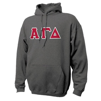 Alpha Gam Dark Heather Hoodie with Sewn On Letters | Alpha Gamma Delta | Sweatshirts > Hooded sweatshirts