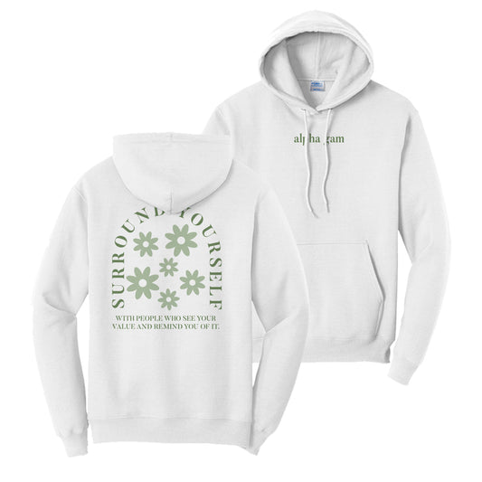 Alpha Gam See Your Value White Hoodie