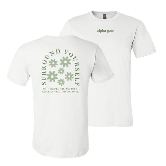 Alpha Gam See Your Value White Tee