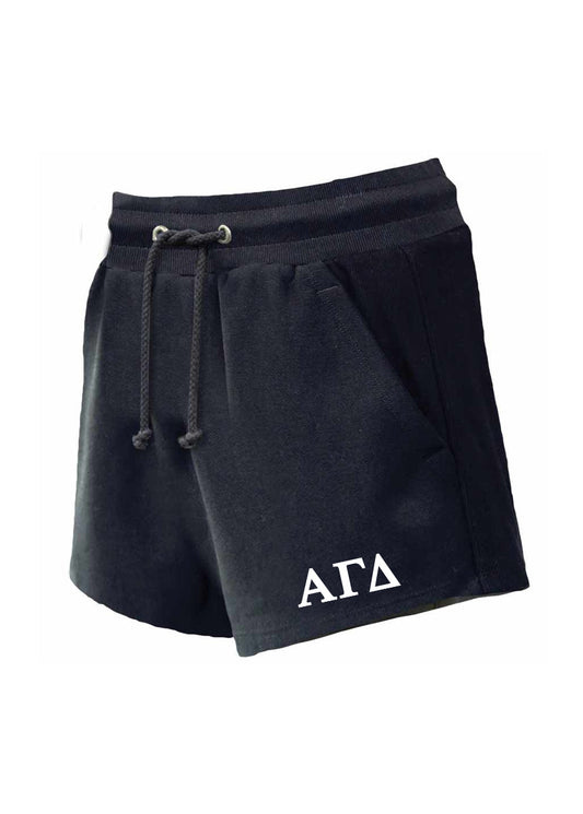 Alpha Gam Black Fleece Shorts