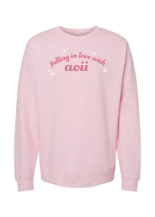 AOII Pink Falling in Love Midweight Crew