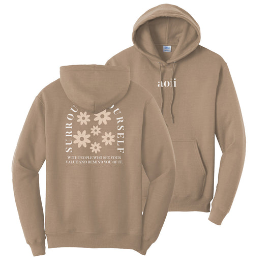 AOII See Your Value Tan Hoodie