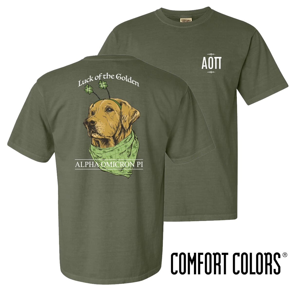 AOII Comfort Colors Lucky Retriever Tee | Alpha Omicron Pi | Shirts > Short sleeve t-shirts