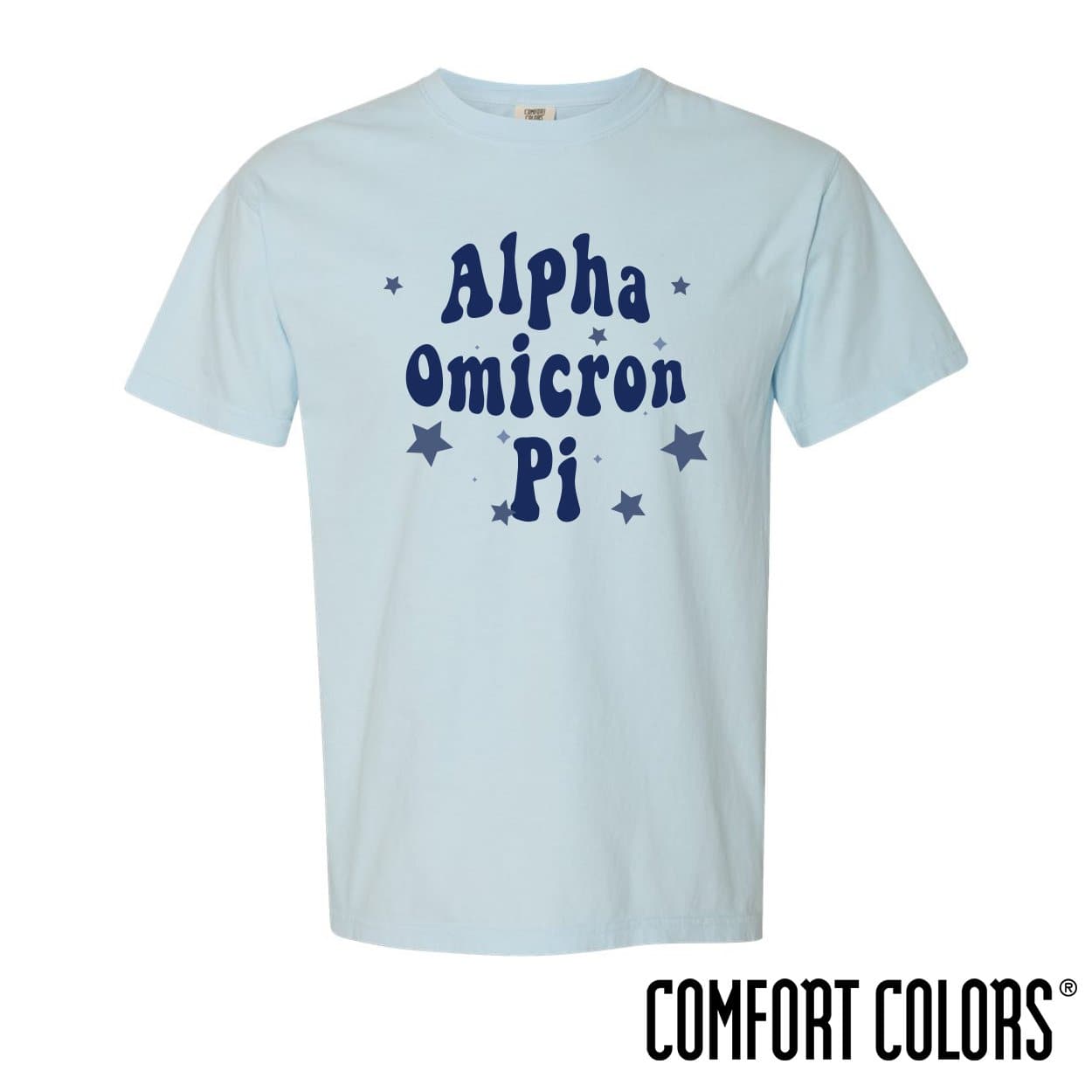 AOII Comfort Colors Baby Blue Star Tee | Alpha Omicron Pi | Shirts > Short sleeve t-shirts