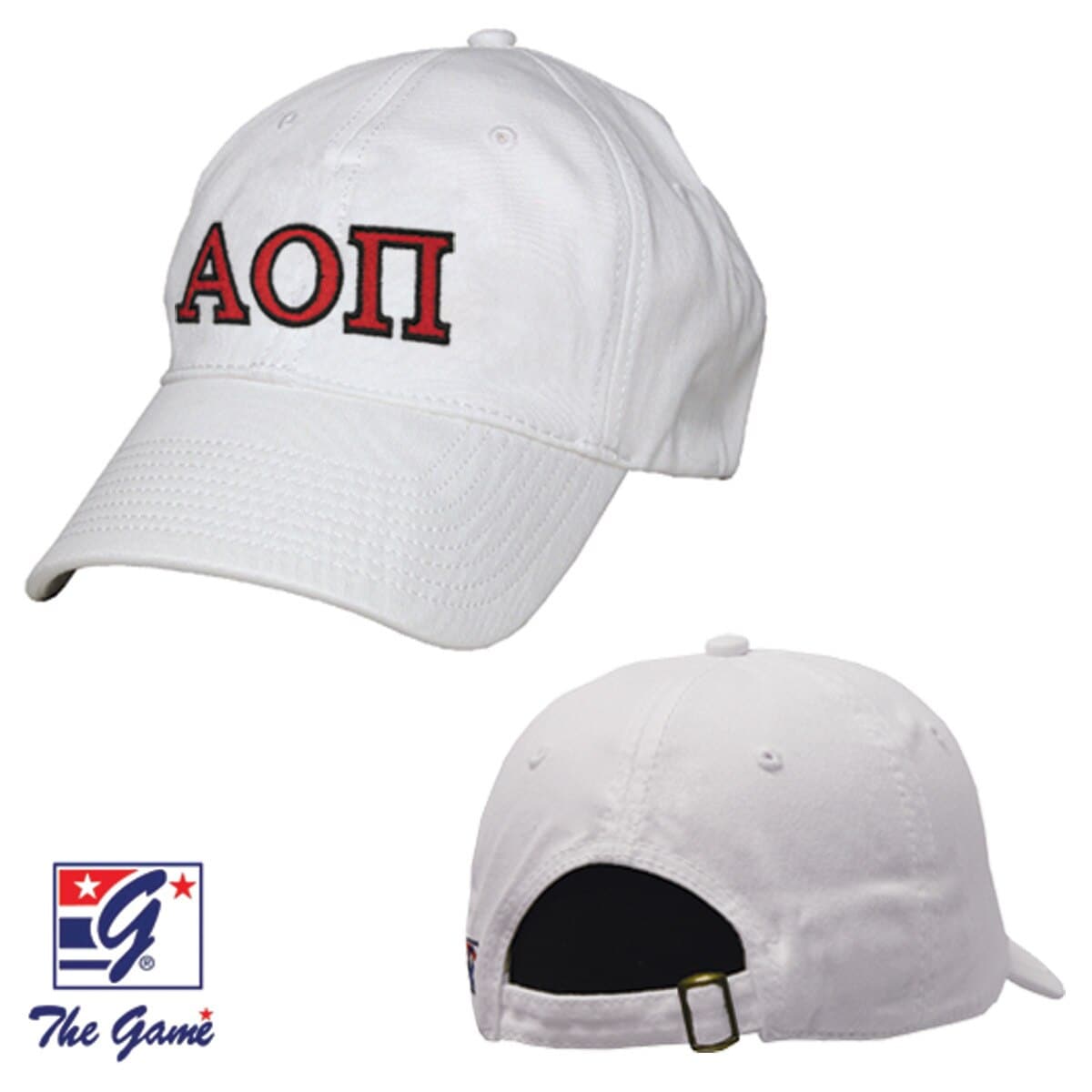 AOII White Baseball Hat | Alpha Omicron Pi | Headwear > Billed hats