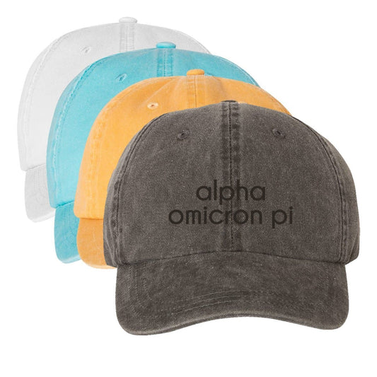 AOII Tone On Tone Hat | Alpha Omicron Pi | Headwear > Billed hats