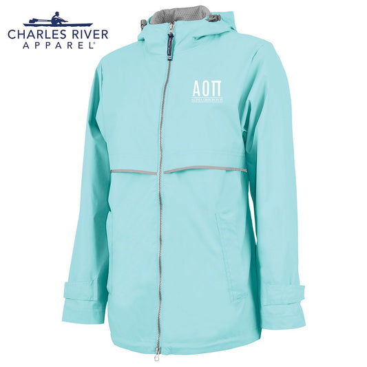 AOII Charles River Aqua Rain Jacket | Alpha Omicron Pi | Outerwear > Jackets