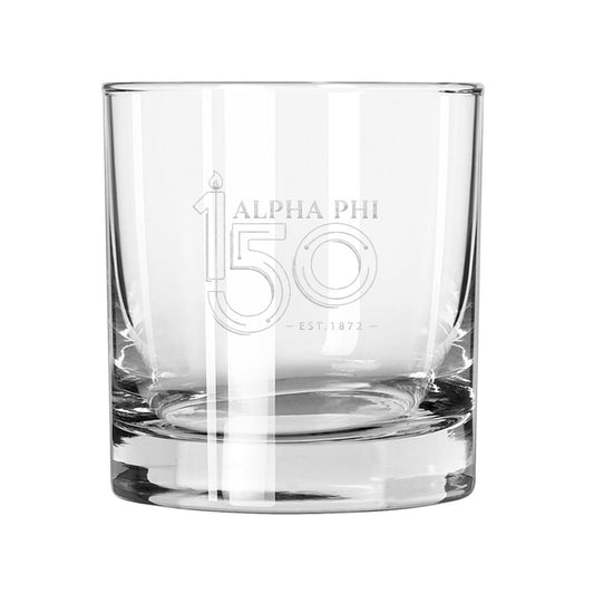 Alpha Phi Anniversary Rocks Glass | Alpha Phi | Drinkware > 10 ounce glasses
