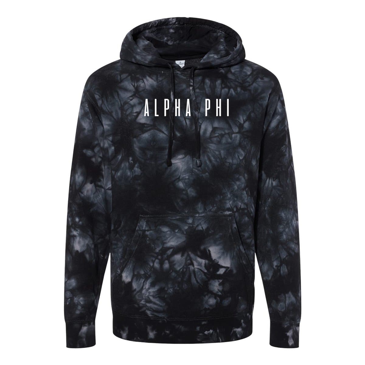 Alpha Phi Black Tie Dye Hoodie | Alpha Phi | Sweatshirts > Hooded sweatshirts