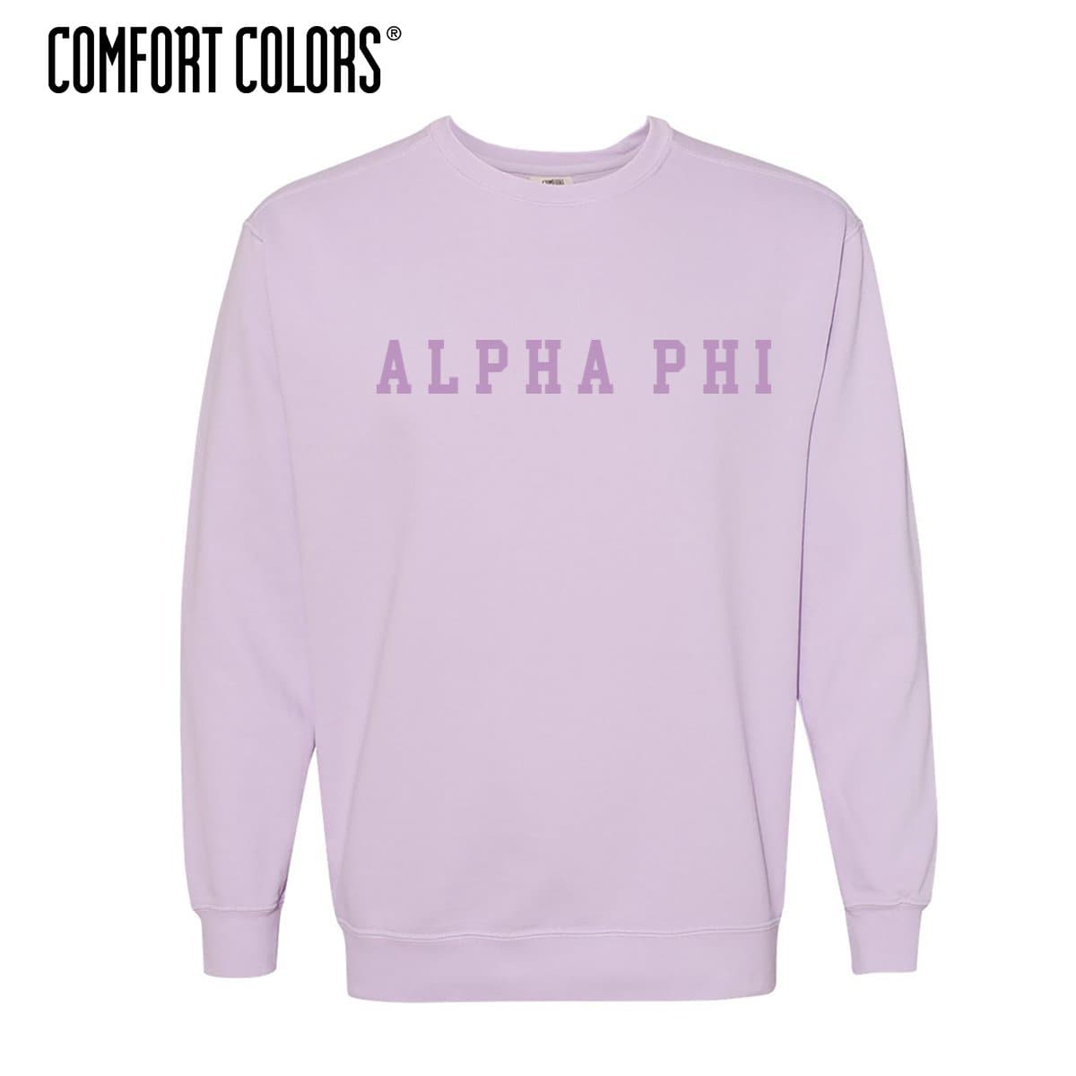 Alpha Phi Purple Comfort Colors Crewneck | Alpha Phi | Sweatshirts > Crewneck sweatshirts