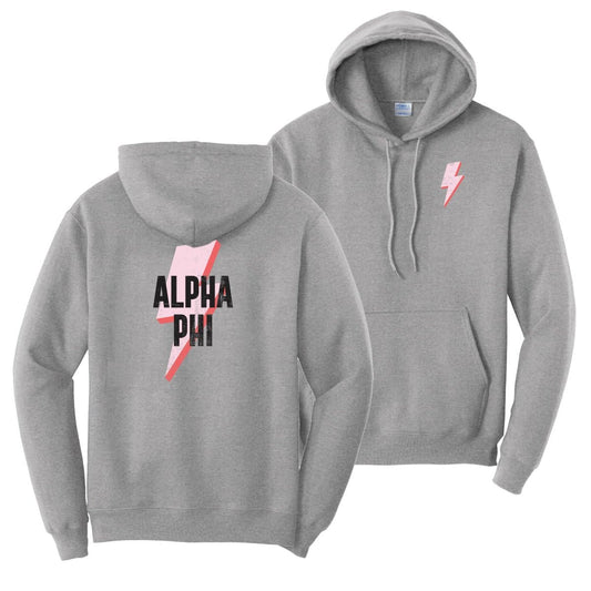 New! Alpha Phi Lightning Bolt Hoodie | Alpha Phi | Sweatshirts > Hooded sweatshirts