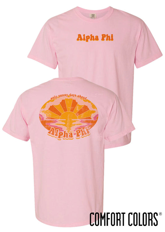 Alpha Phi Pink Good Vibes Short Sleeve Tee