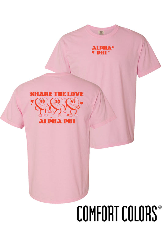 Alpha Phi Comfort Colors Share The Love Short Sleeve Tee