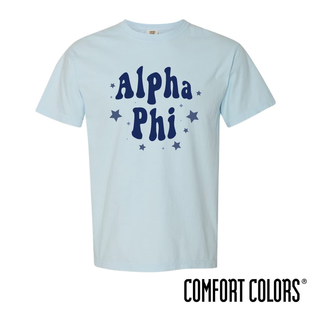 Alpha Phi Comfort Colors Baby Blue Star Tee | Alpha Phi | Shirts > Short sleeve t-shirts