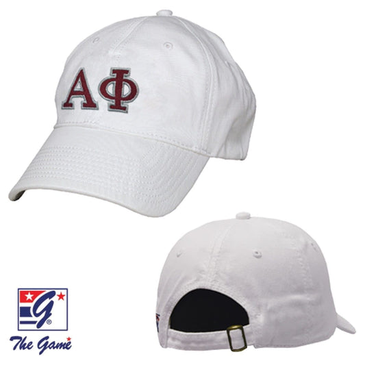 Alpha Phi White Baseball Hat | Alpha Phi | Headwear > Billed hats