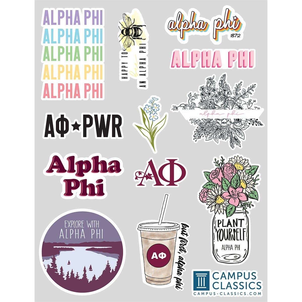 Alpha Phi Sticker Sheet | Alpha Phi | Promotional > Stickers