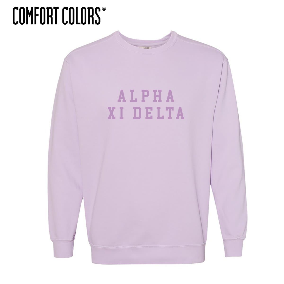 AXiD Purple Comfort Colors Crewneck | Alpha Xi Delta | Sweatshirts > Crewneck sweatshirts