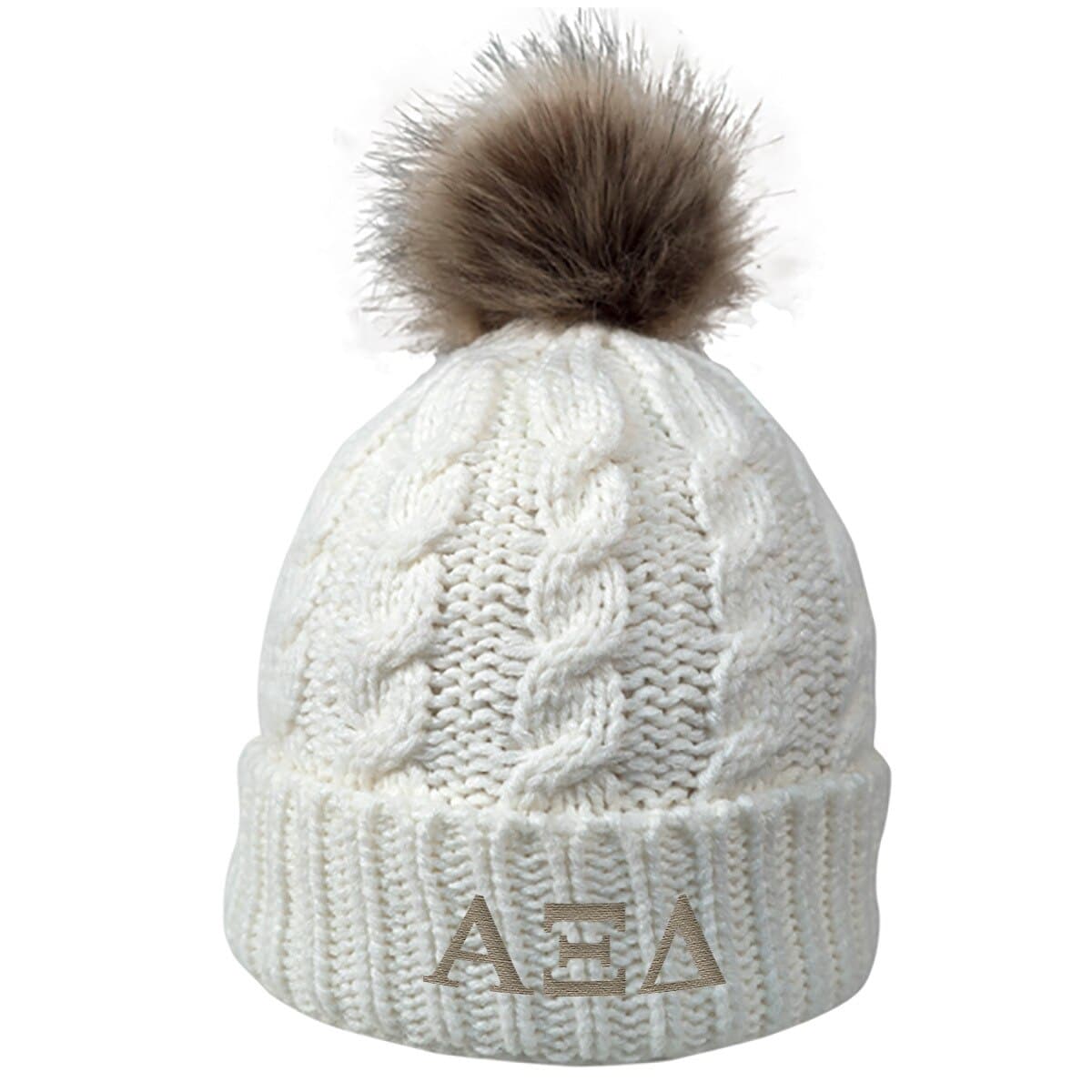 Alpha Xi Delta Fur Pom Beanie | Alpha Xi Delta | Headwear > Beanies