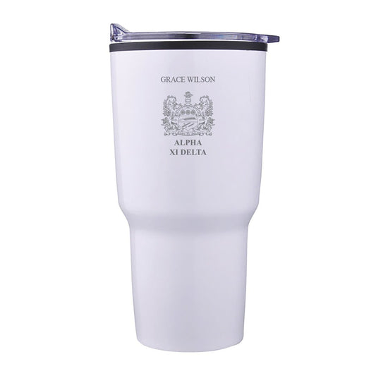 AXiD Personalized 30oz White Tumbler | Alpha Xi Delta | Drinkware > Travel mugs