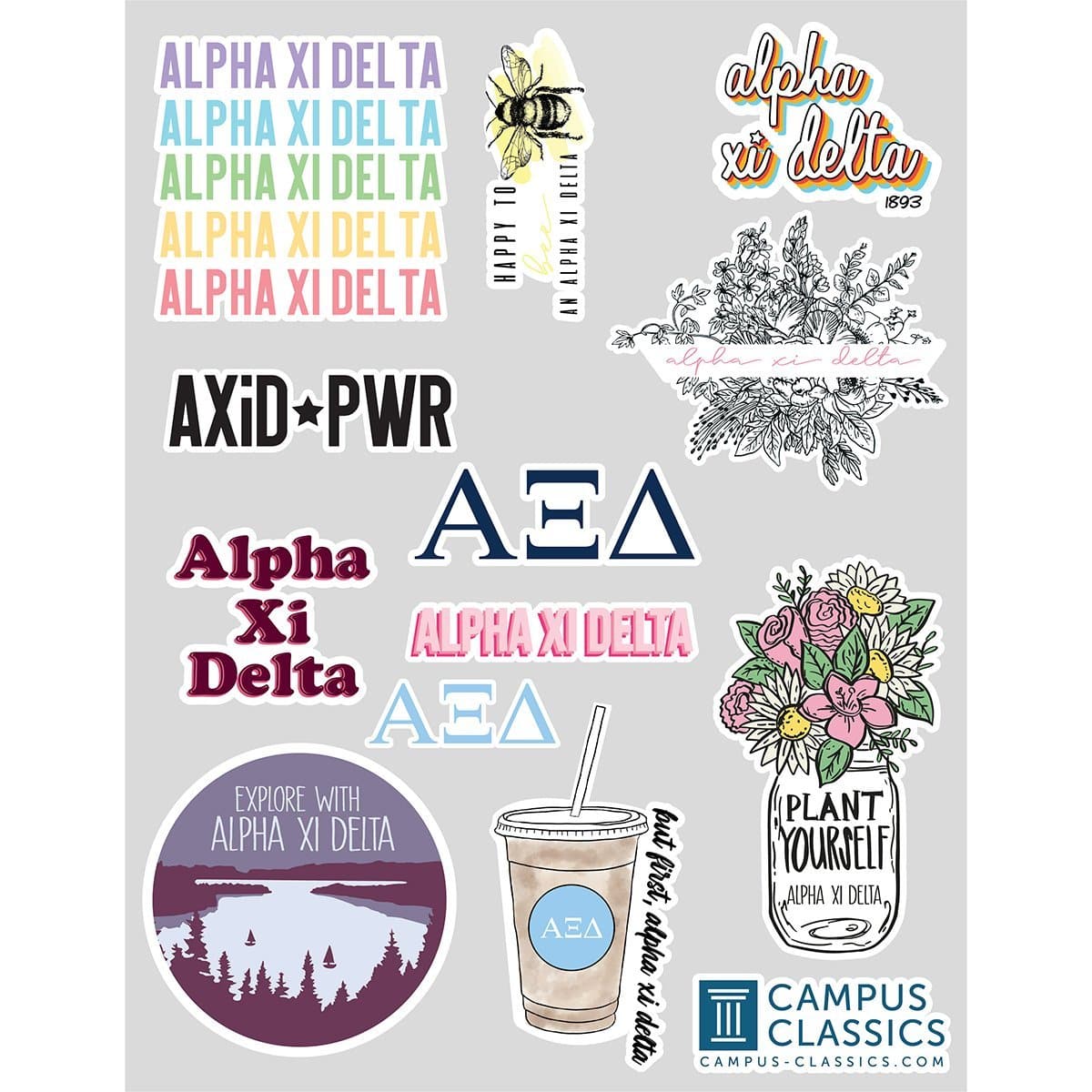 AXID Sticker Sheet | Alpha Xi Delta | Promotional > Stickers
