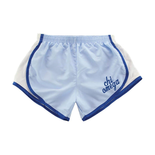Chi Omega Blue Athletic Shorts | Chi Omega | Apparel > Shorts