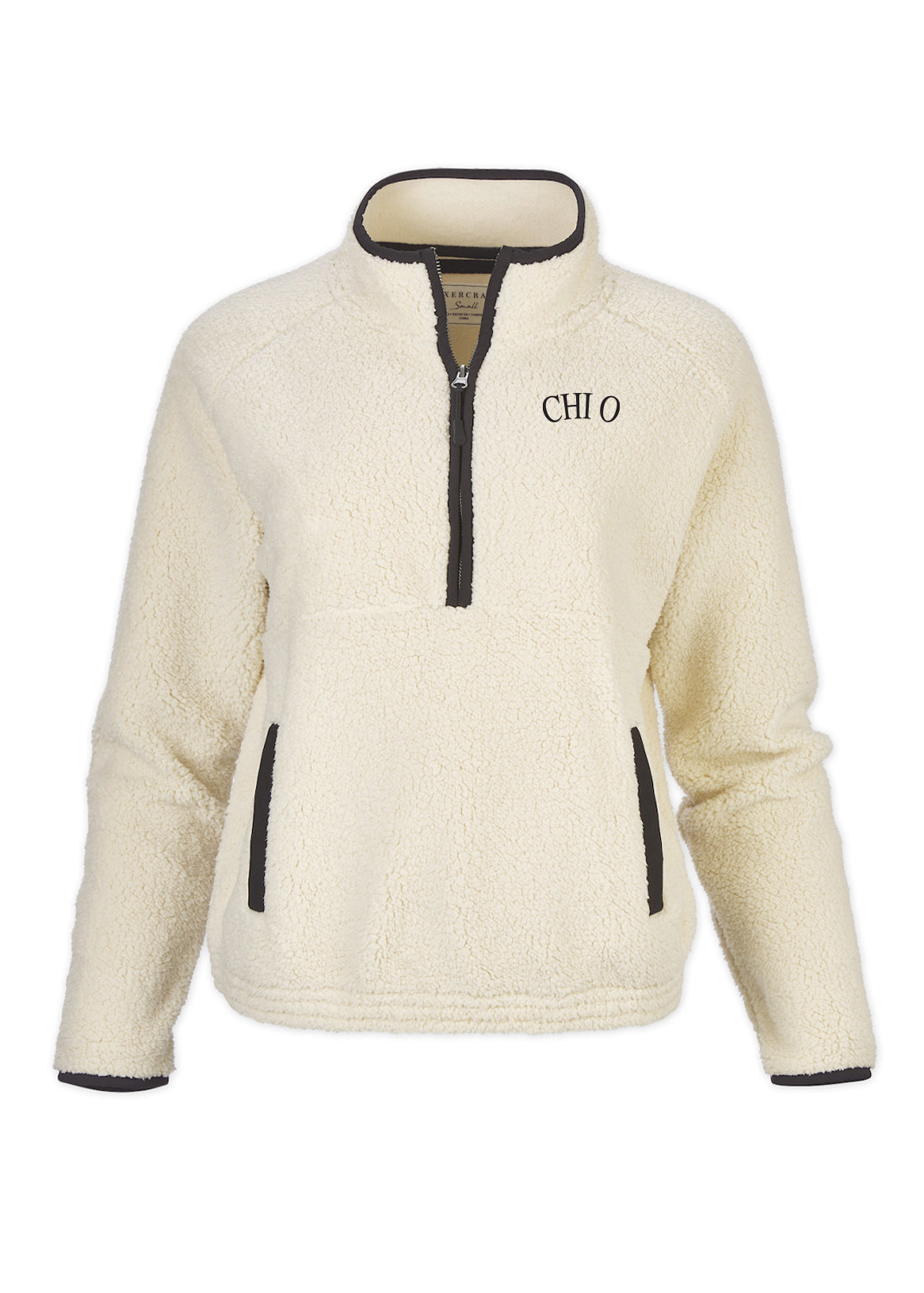 Chi O Embroidered Cream Fleece Half Zip