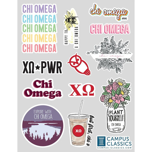 Chi O Sticker Sheet | Chi Omega | Promotional > Stickers