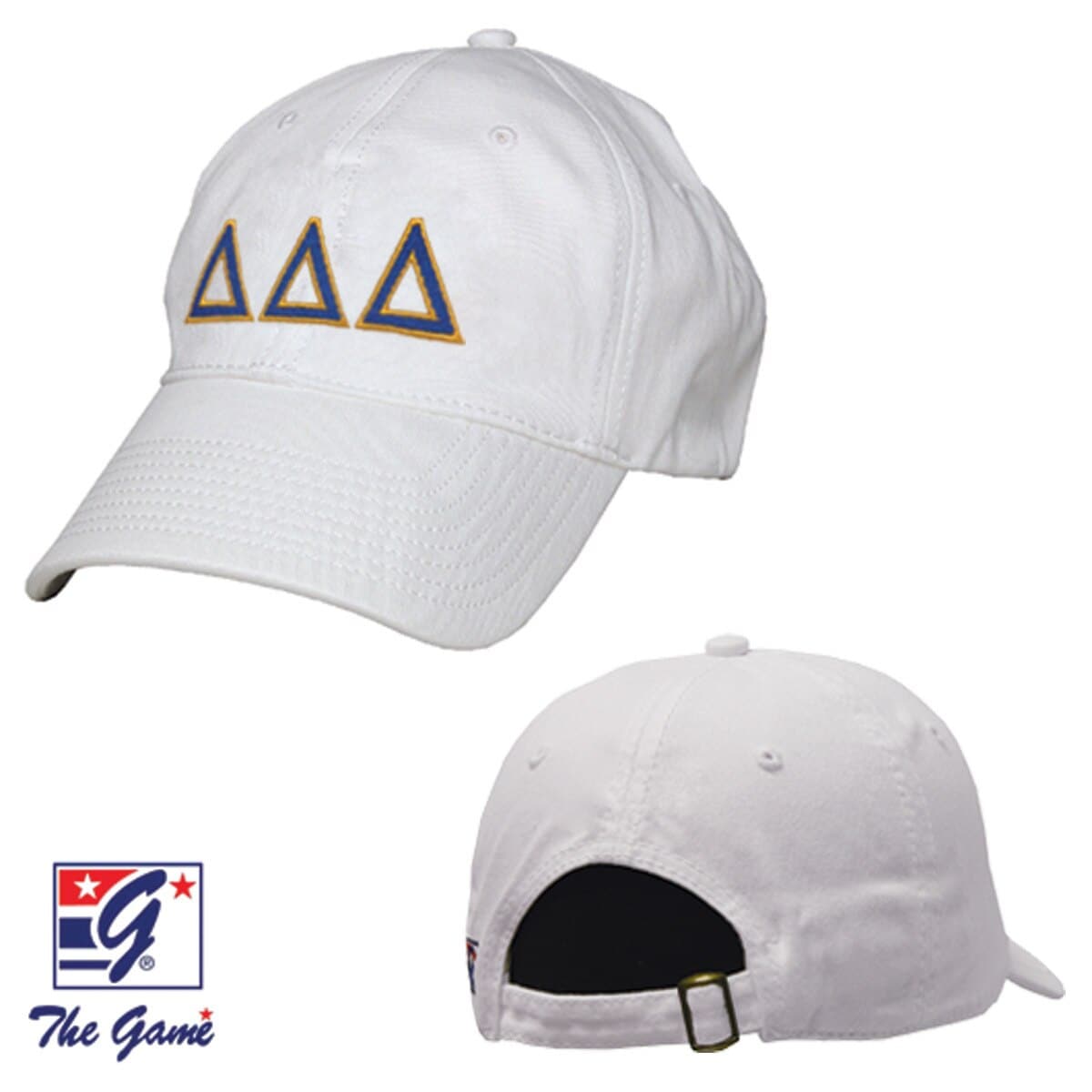Tri Delta White Baseball Hat | Delta Delta Delta | Headwear > Billed hats
