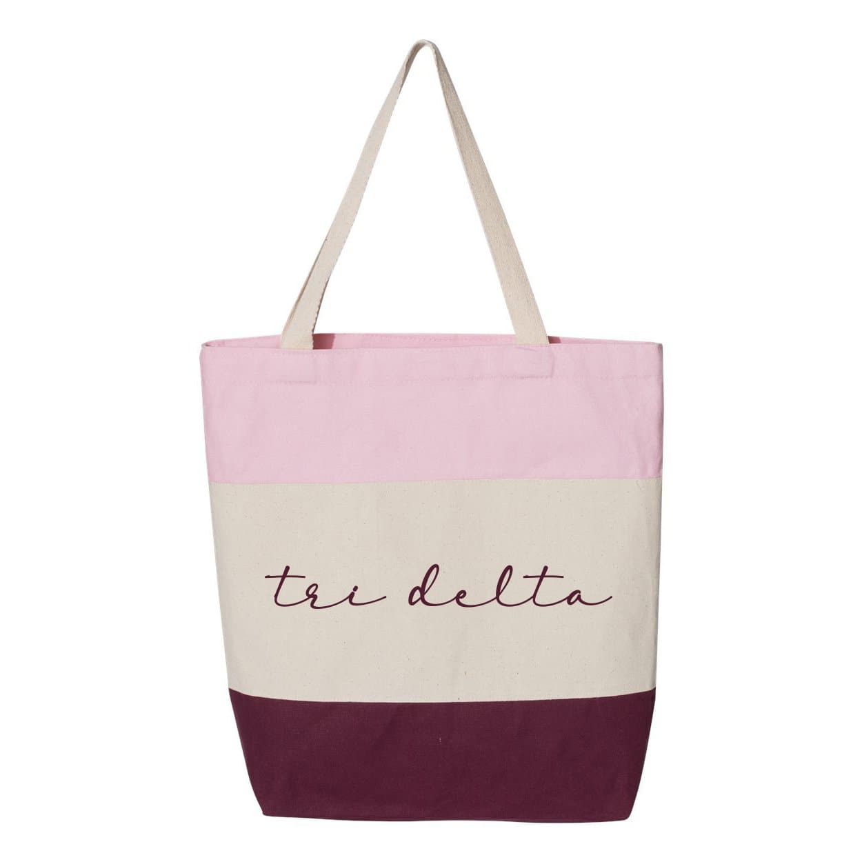 Tri Delta Pink Striped Tote | Delta Delta Delta | Bags > Tote bags
