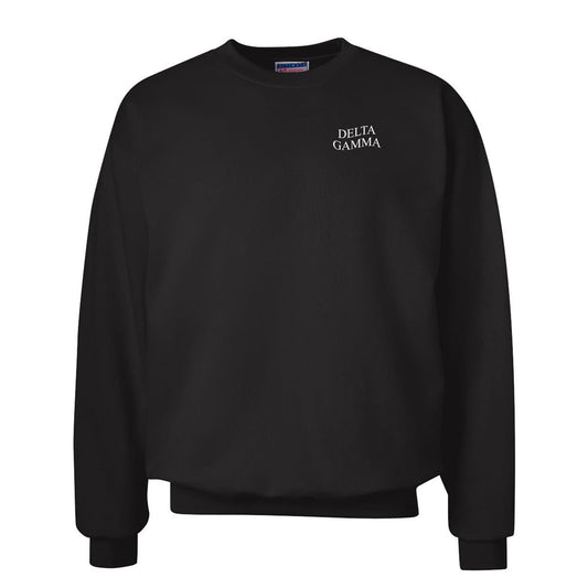 Delta Gamma Black Warped Left Chest Crewneck | Delta Gamma | Sweatshirts > Crewneck sweatshirts